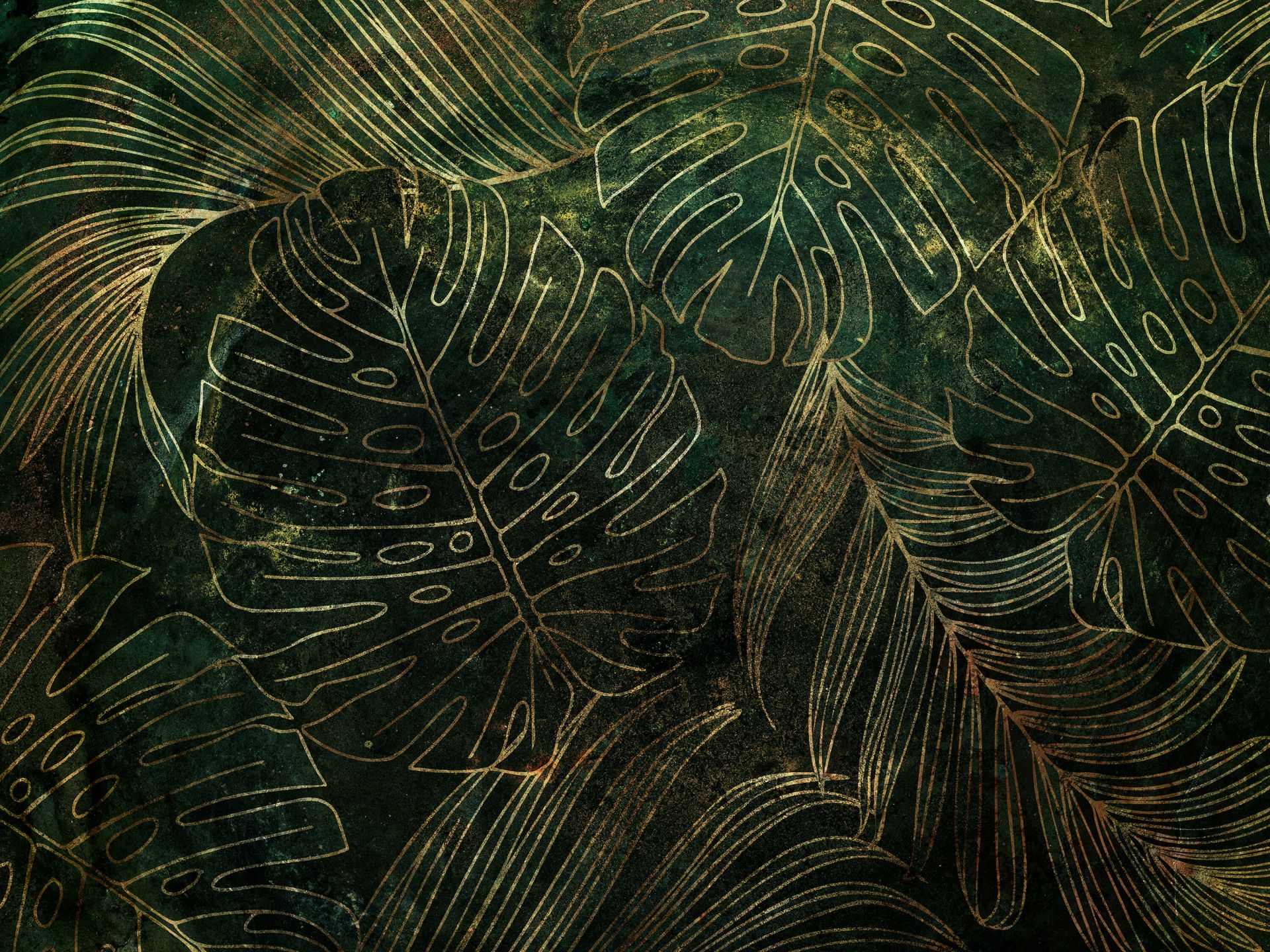 Grøn struktur med gyldne blade