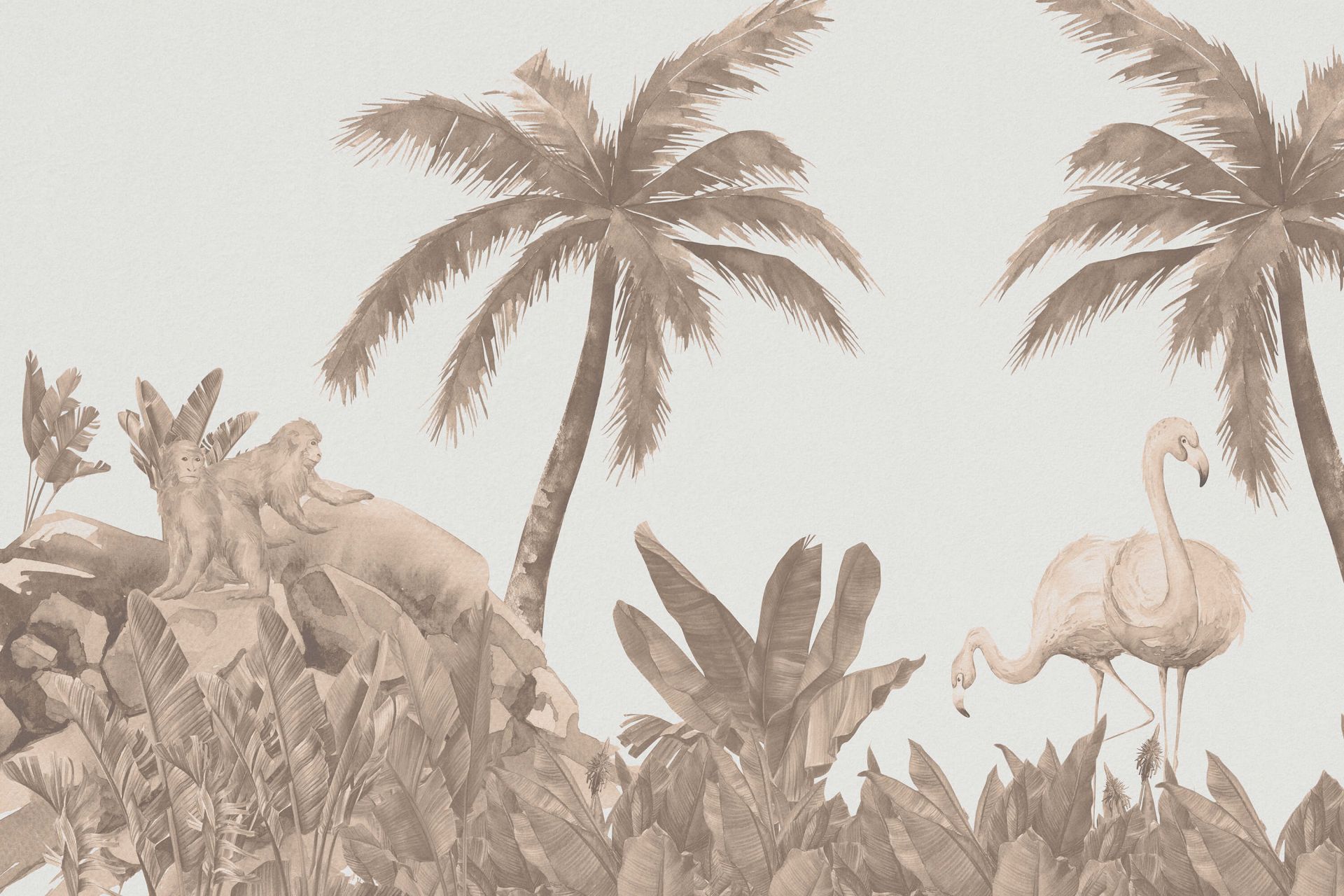 Apor och flamingos