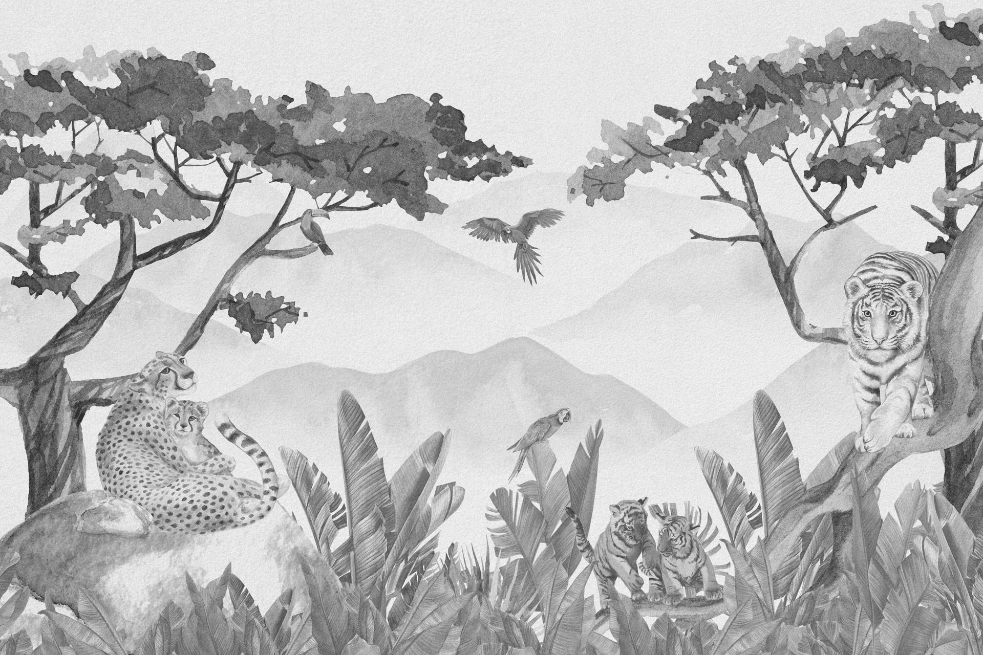 Rovdjur i djungeln grå