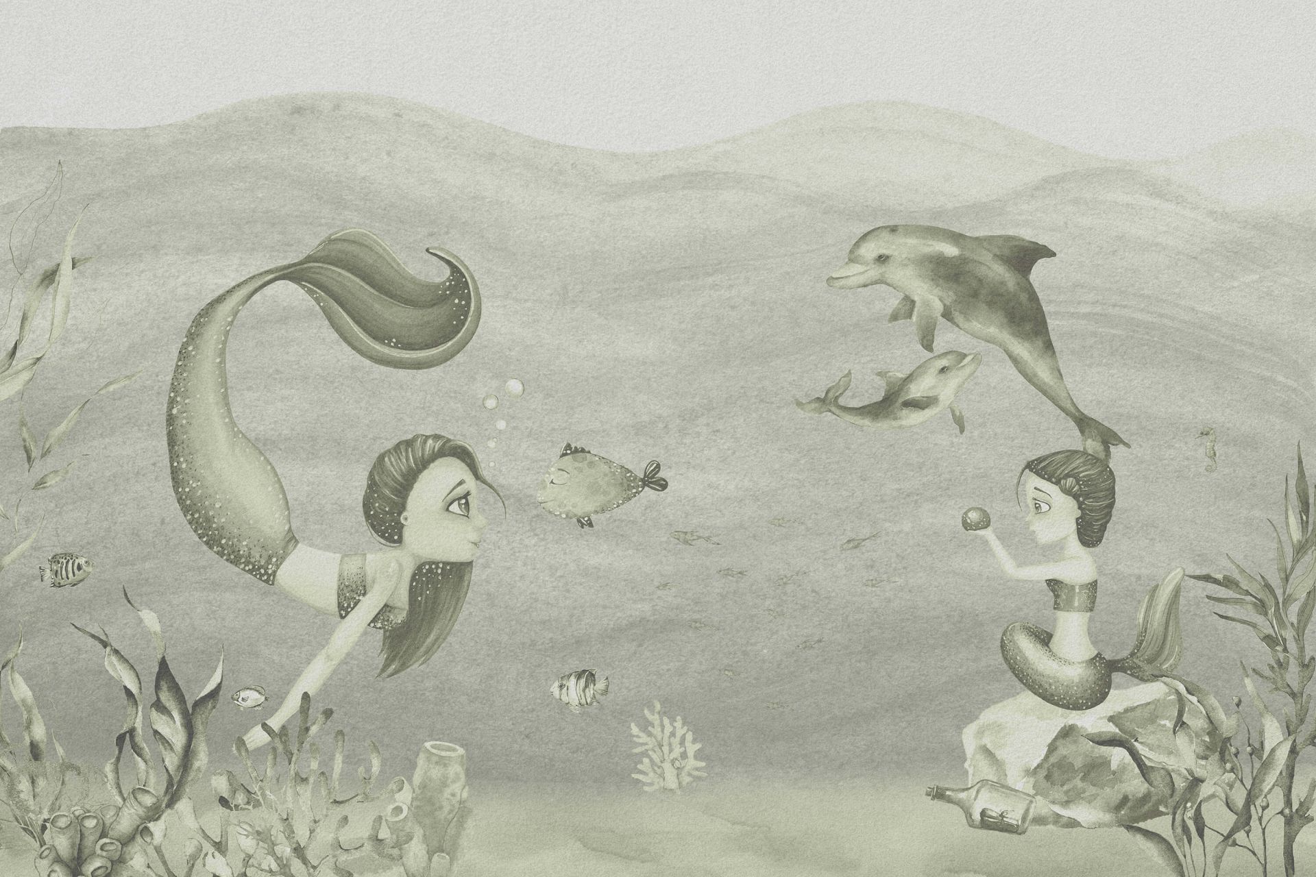 Sjöjungfrus värld i grönt