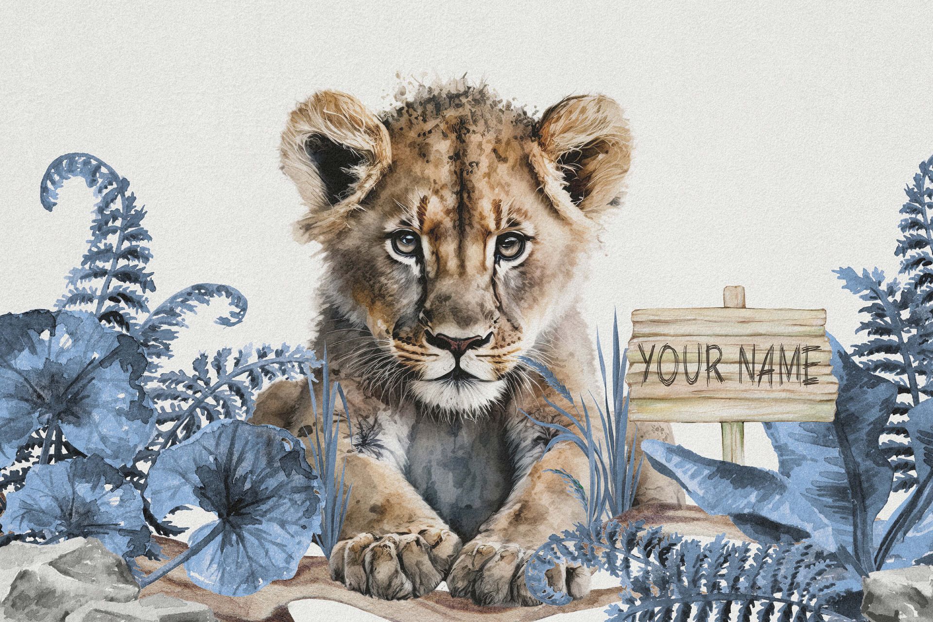 Ung løve i jungelen blå