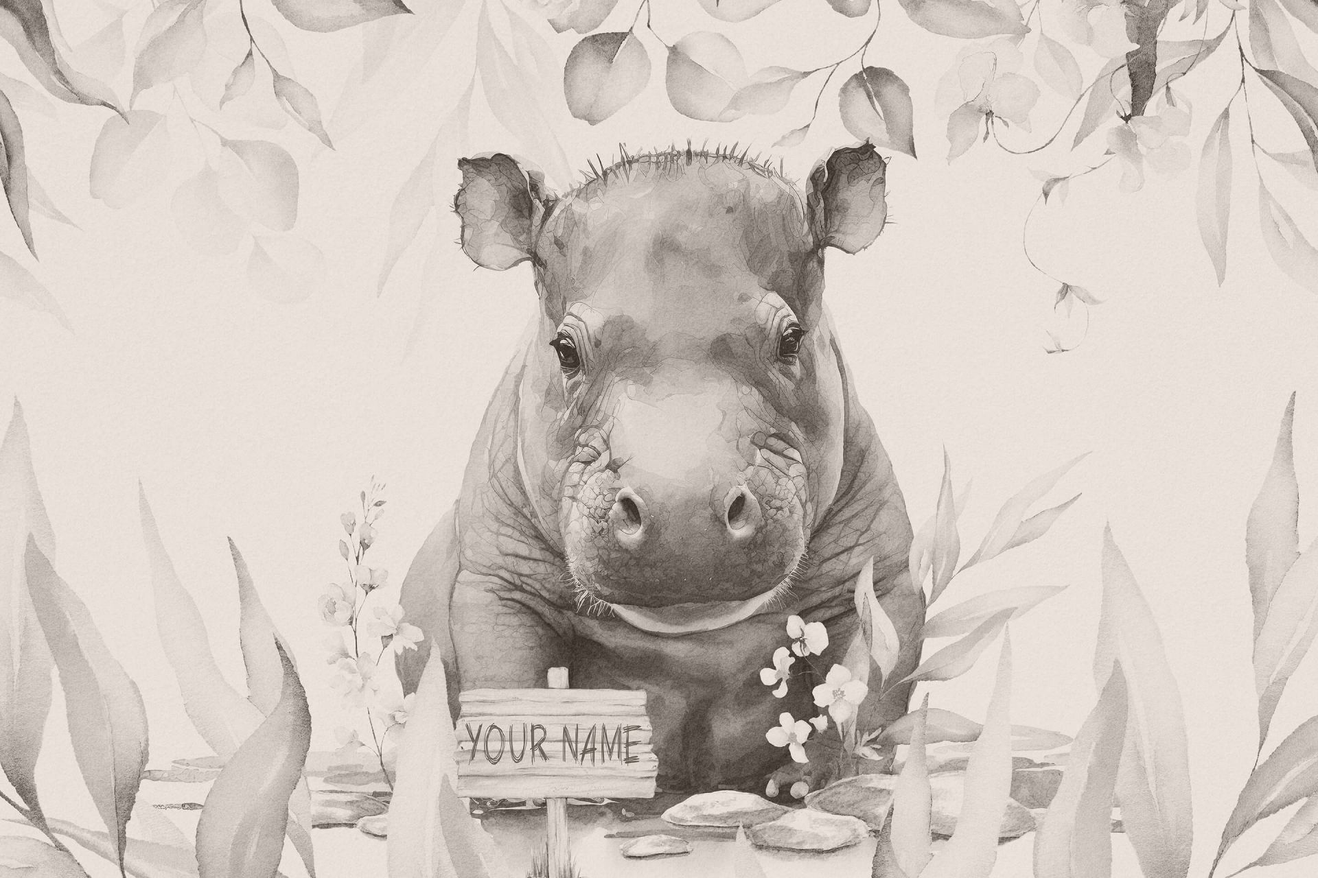 Flodhesteunge i den beige jungle