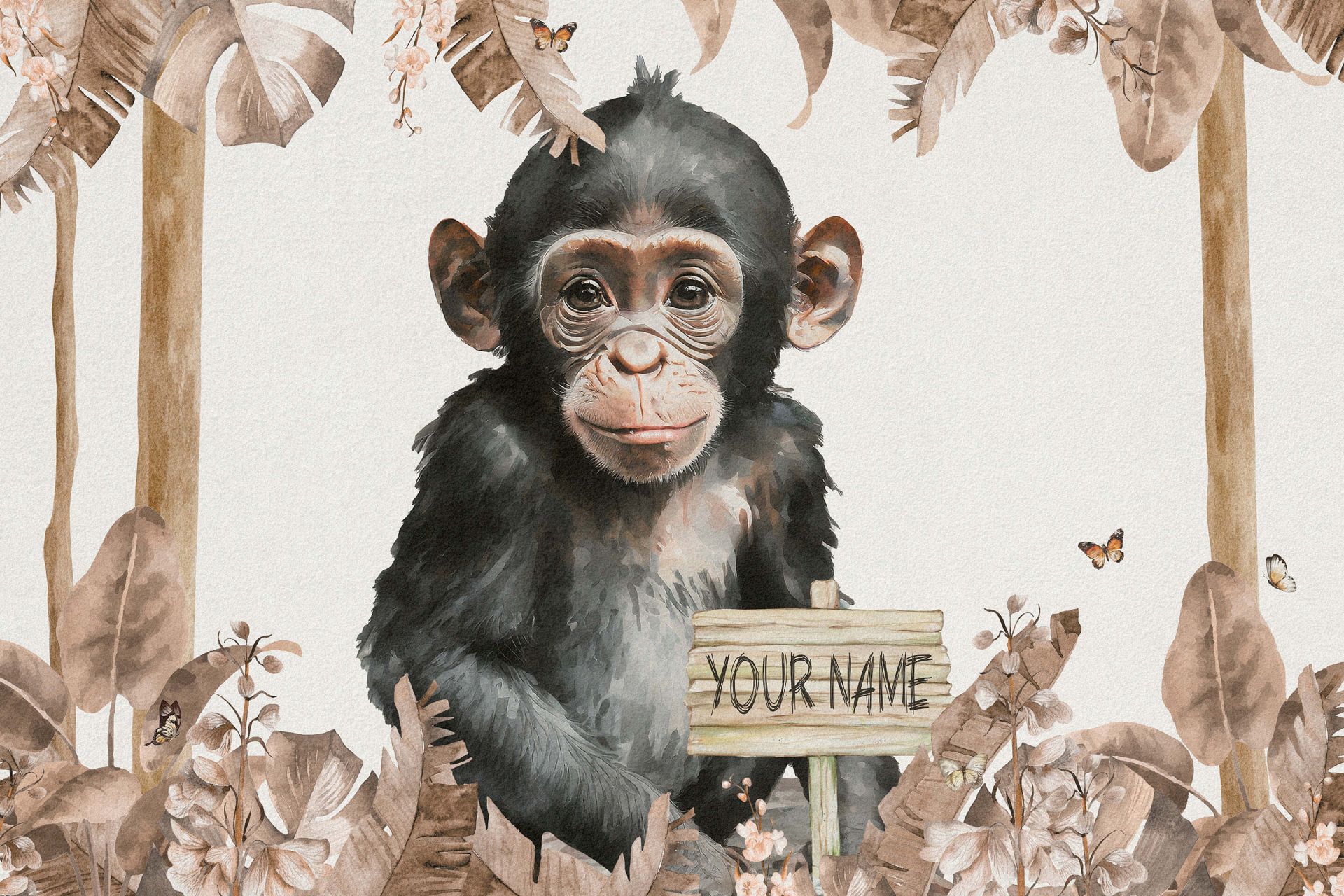 Schimpansunge i djungeln taupe