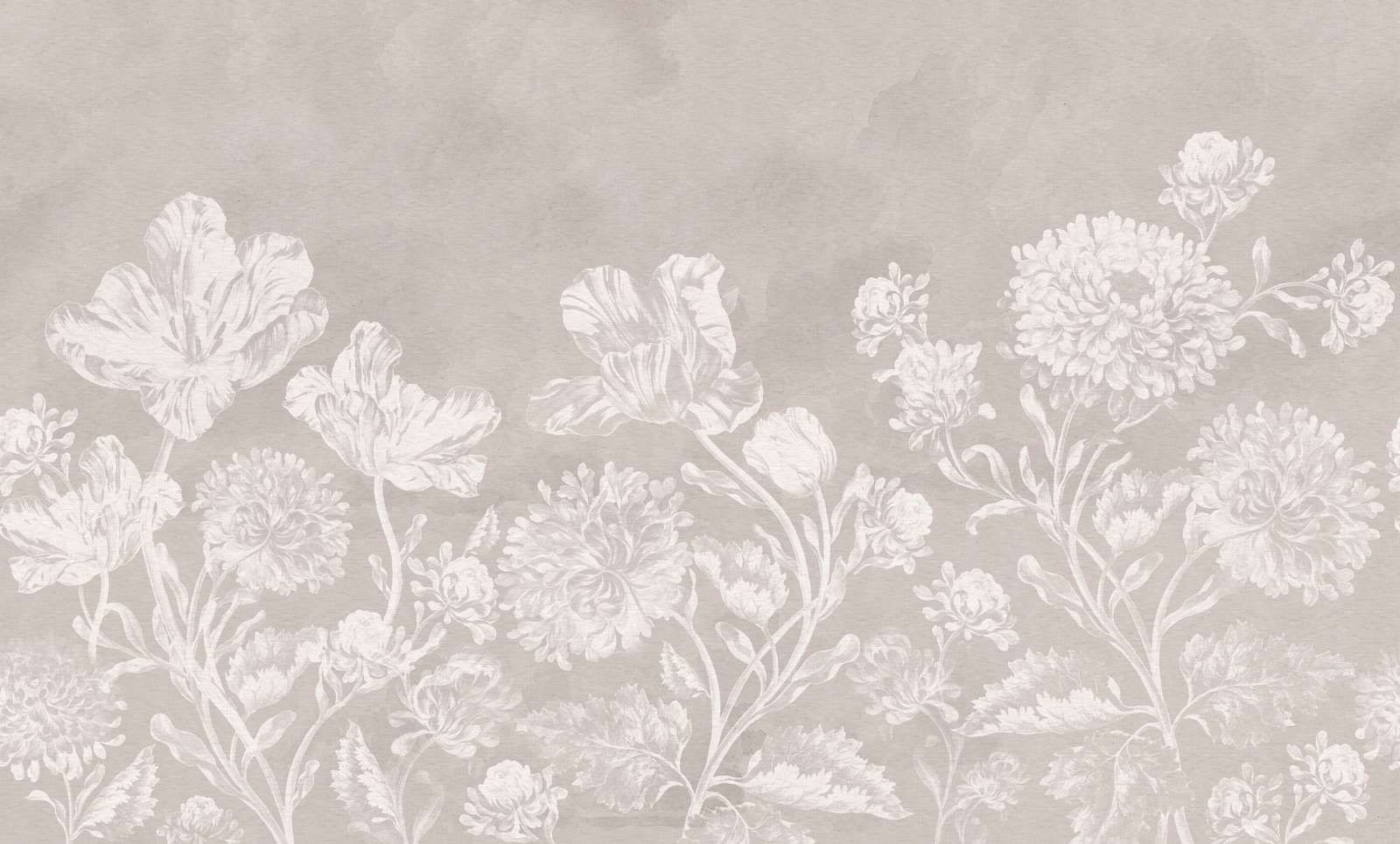 Barokt blomsterlandskab - greige