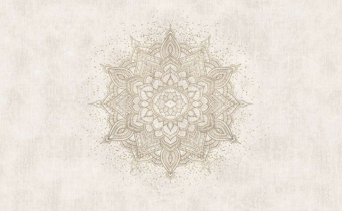 Mandala med gyllene gnistor - beige