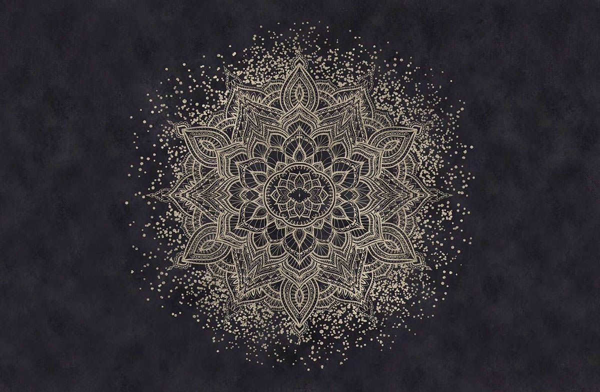 Golden Sparkling Mandala - mörk marinblå