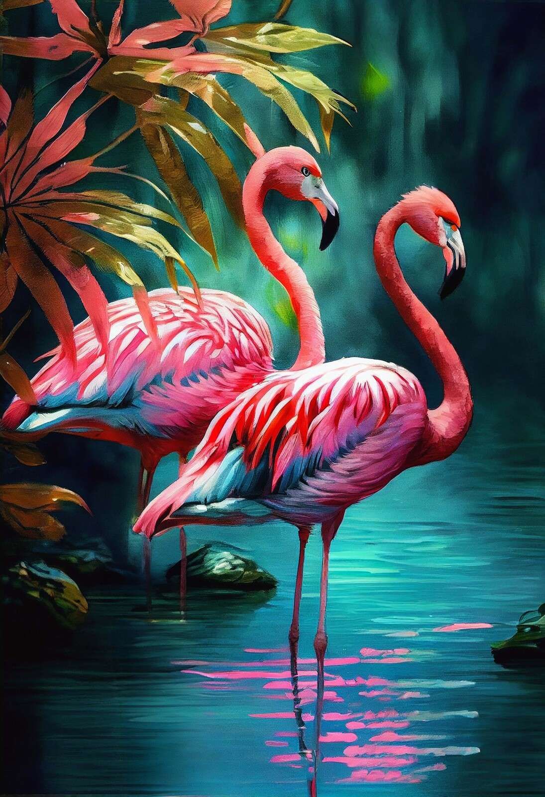Fløjlrosa Flamingo Duo