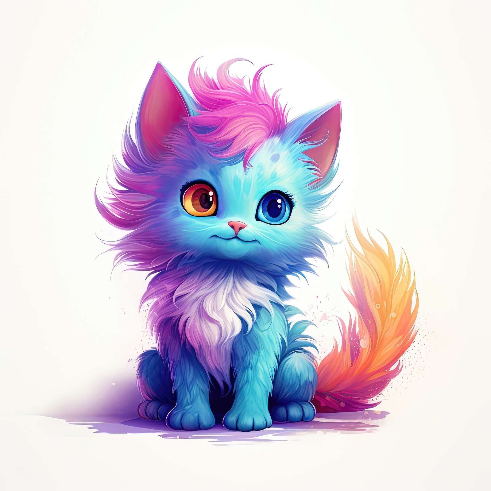 Regnbuefarvet kattebaby