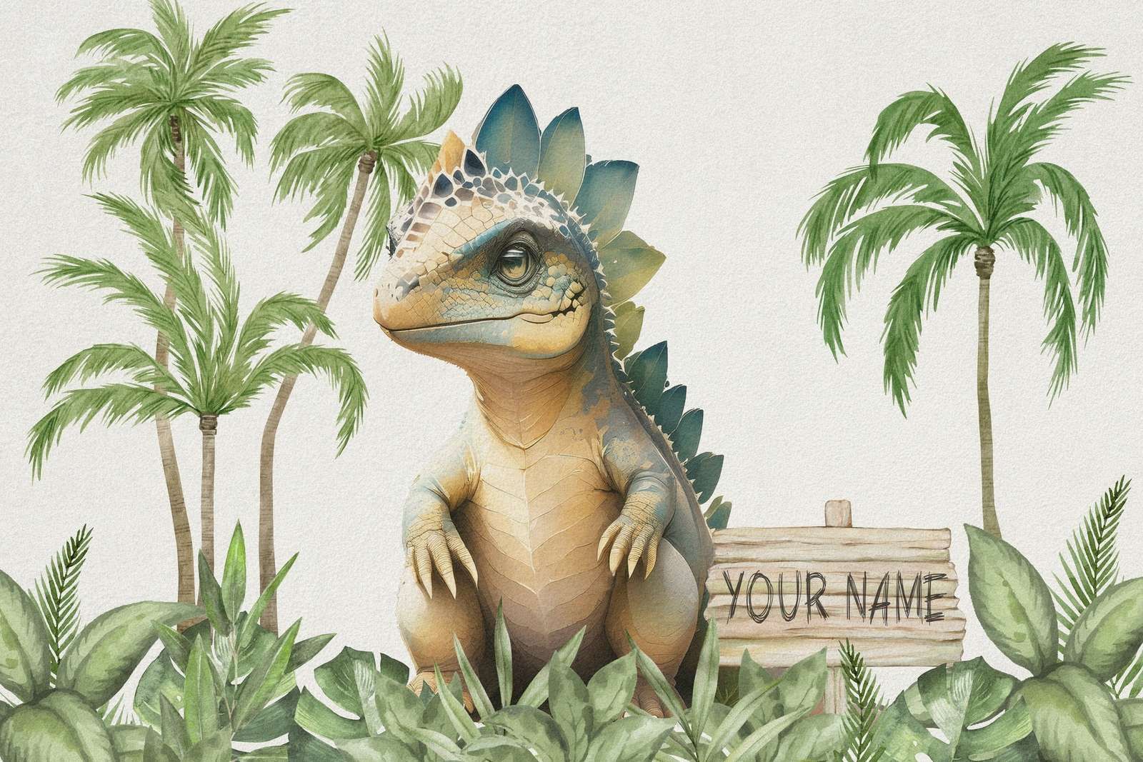 Baby stegosaurus i junglen