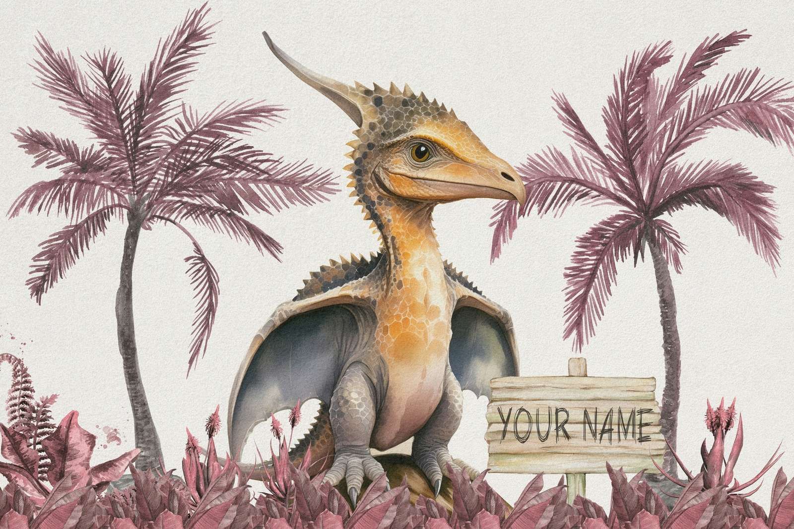 Baby pteranodon i den rosa junglen