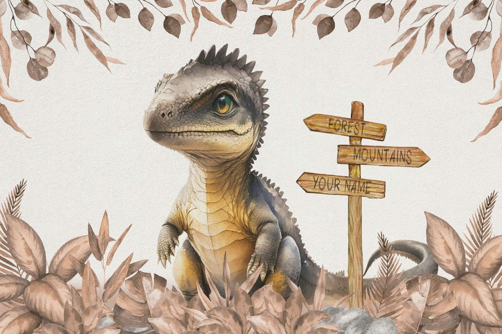 Baby spinosaurus i den taupefarvede junglen