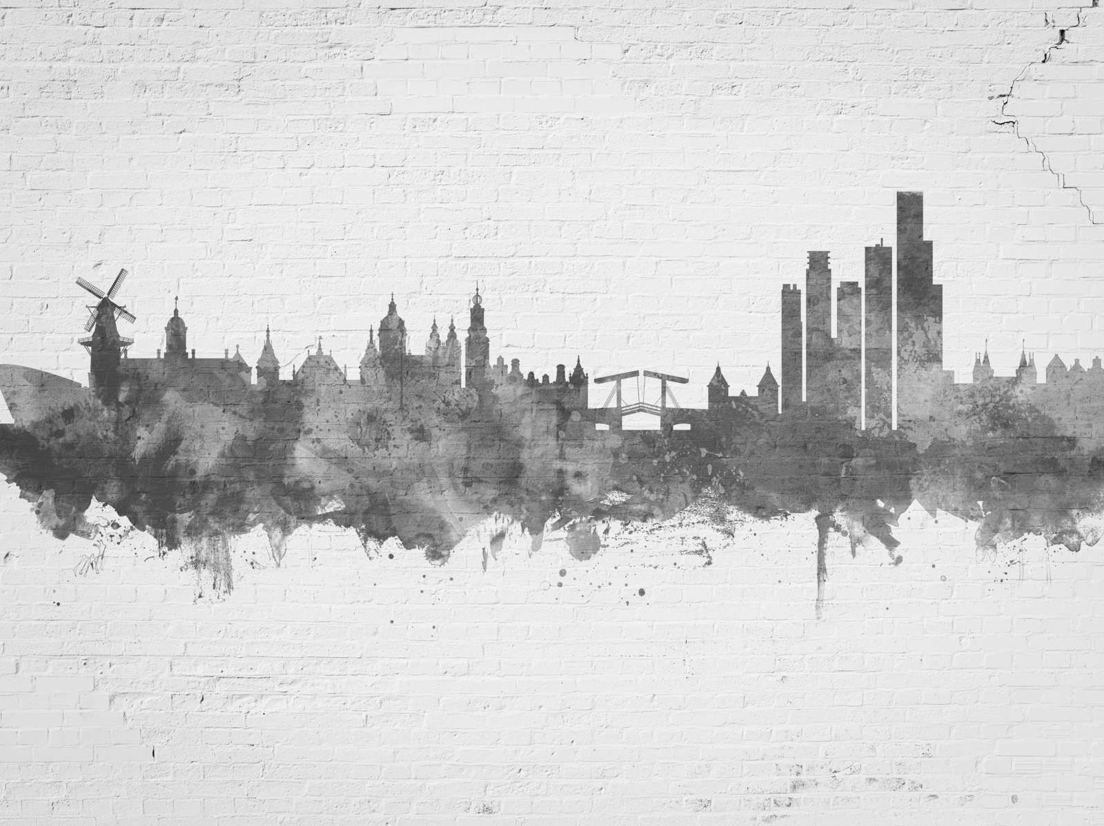 Akvarel skyline, Amsterdam