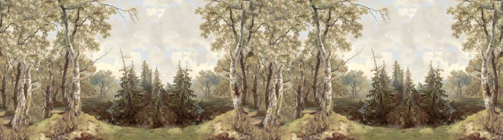 Skoglandskap Farge Panorama