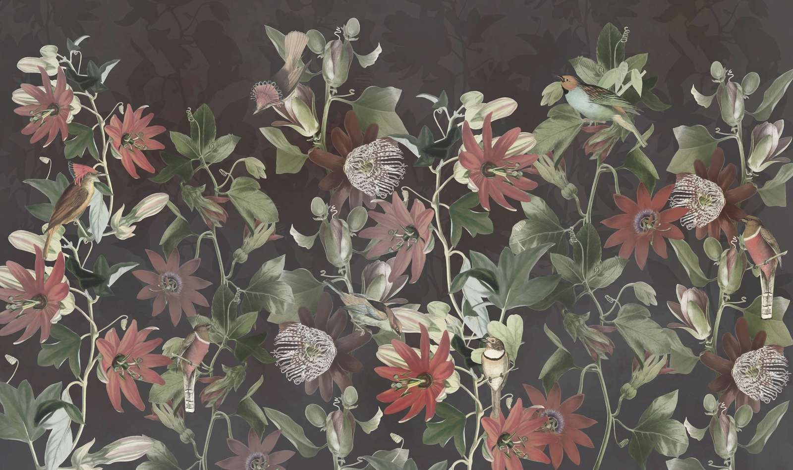 Sju fåglar i förtrollad lövverk - Midnatt blomma