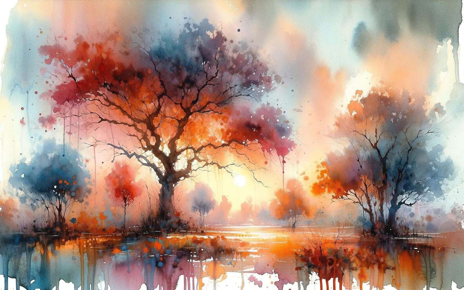 Høstens brennende baldakin i skumringen