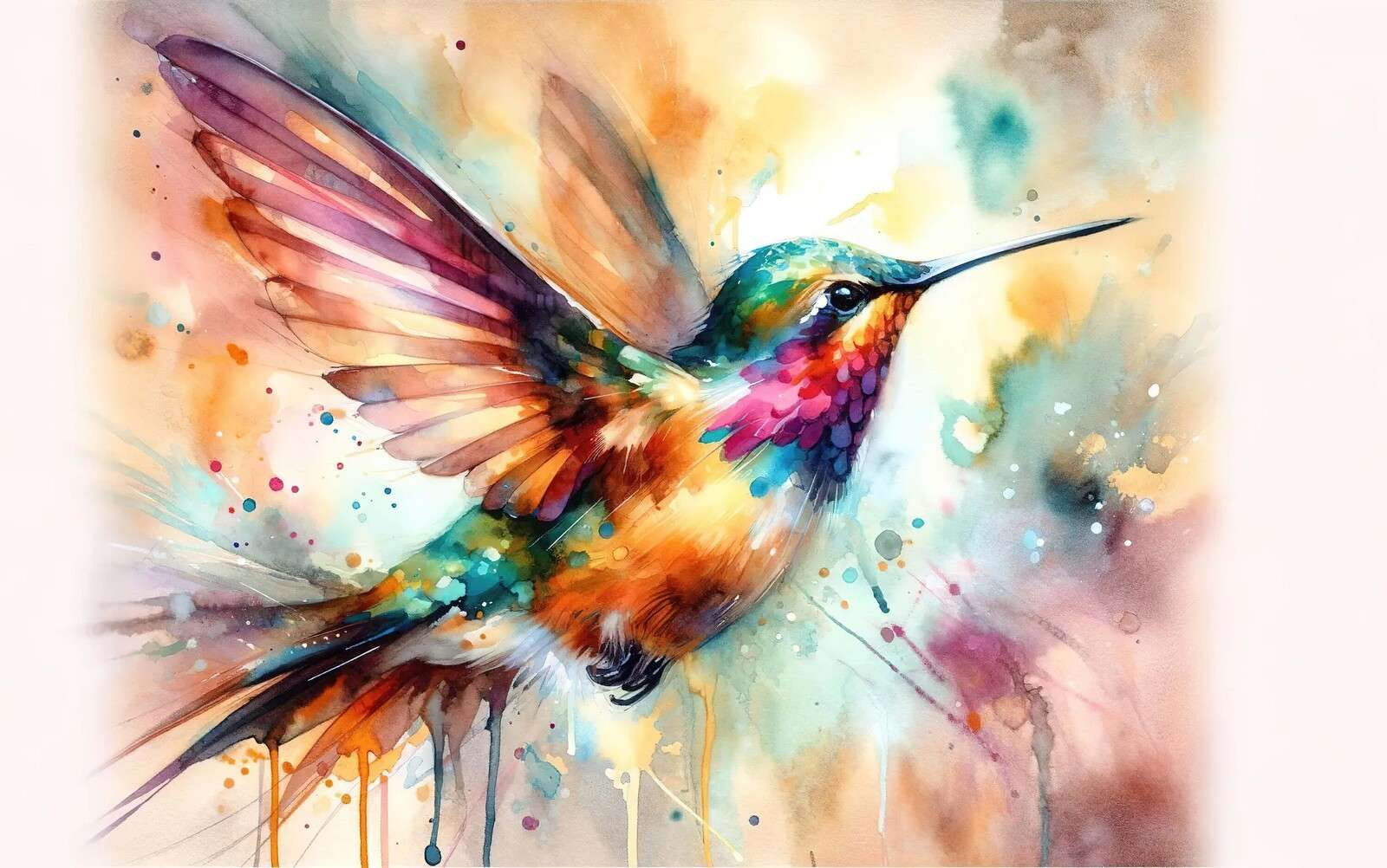 Iridescerende kolibri i flukt