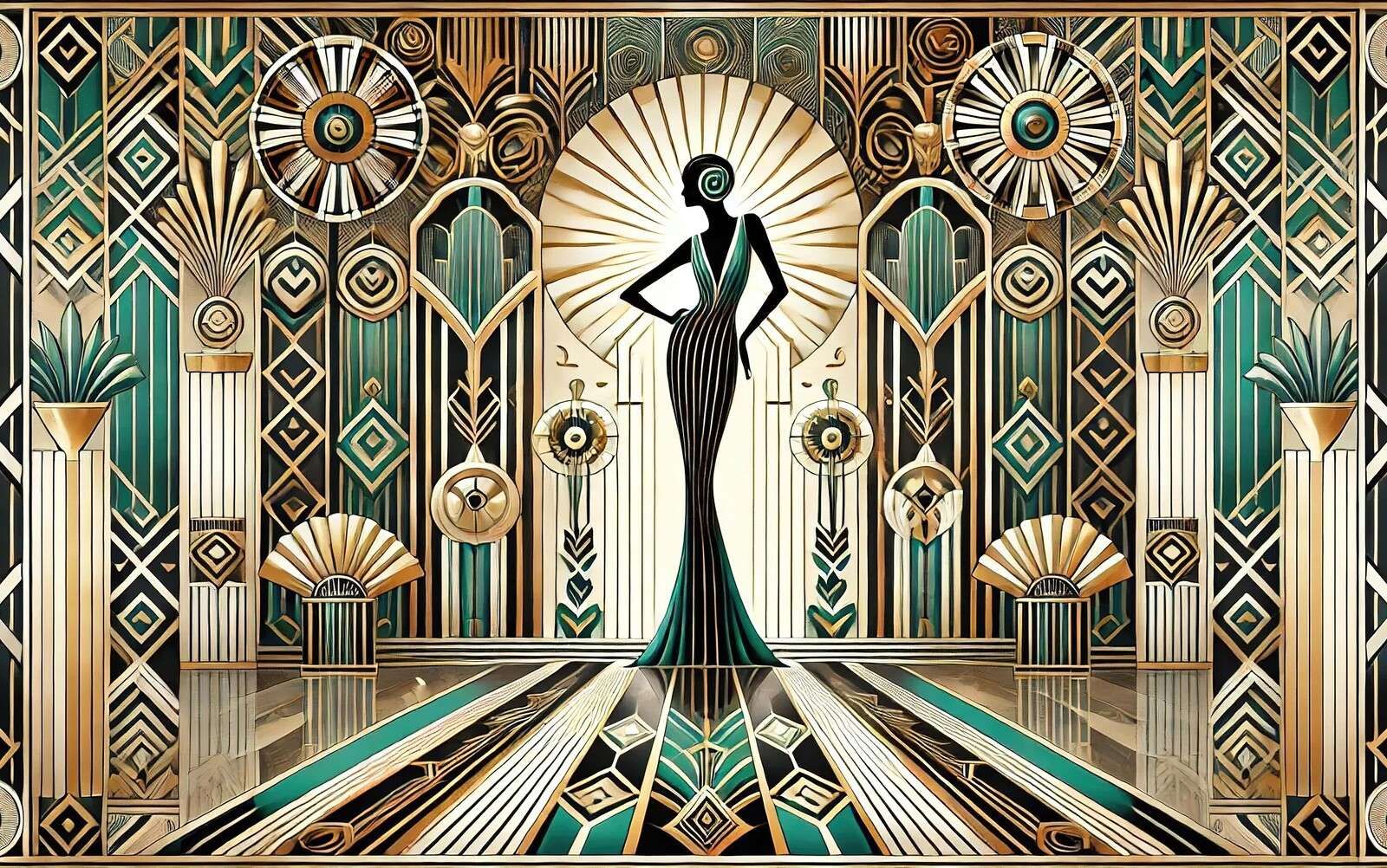 Vintage eleganse scene i art deco