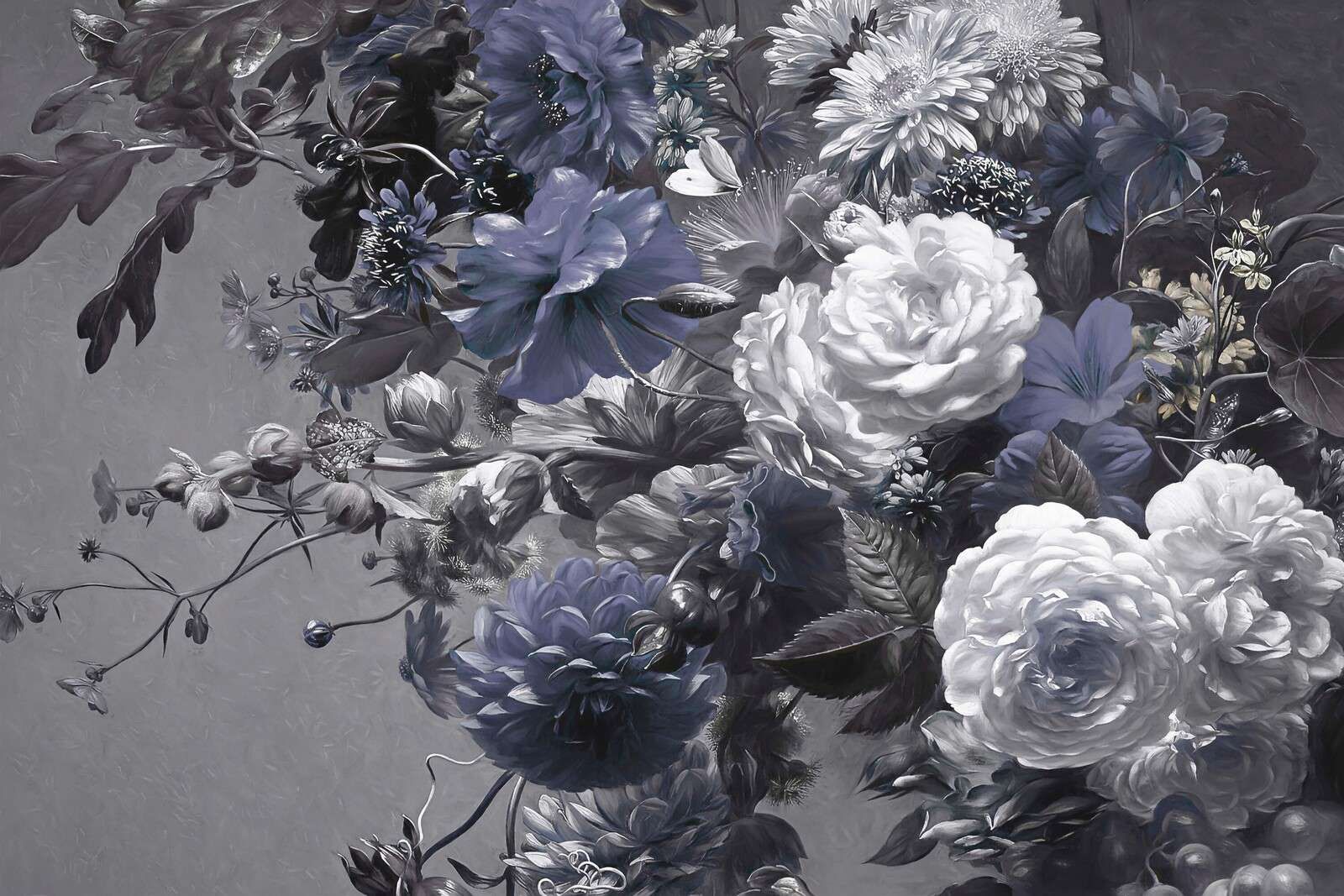 Stort blomsterarrangemang med vallmo Blå