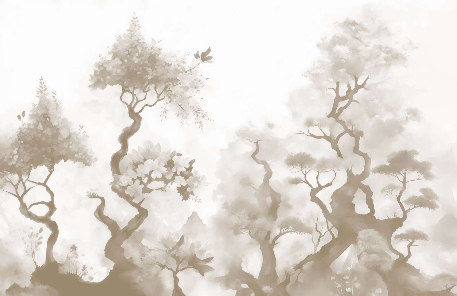 Blommande träd Grå