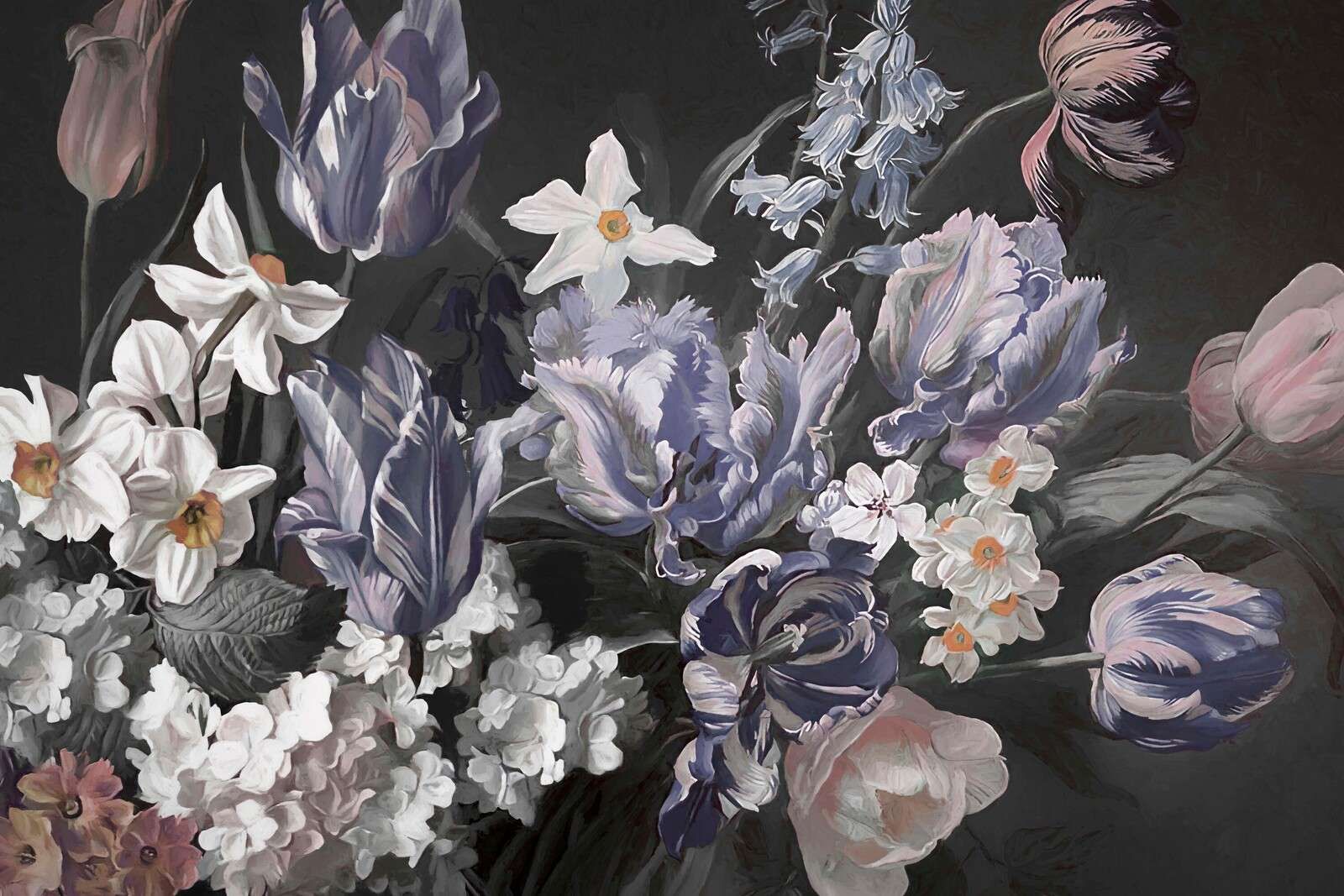 Bukett med pioner i flera färger