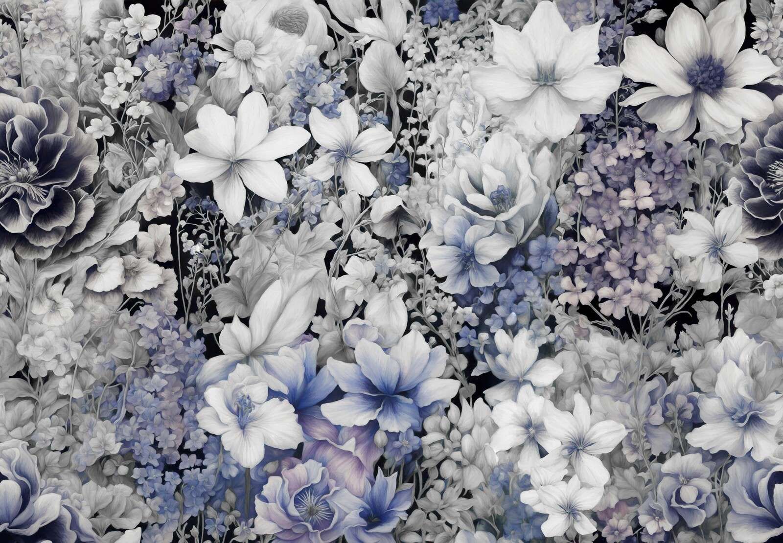Blomsterfestival sømløs - mørkeblå