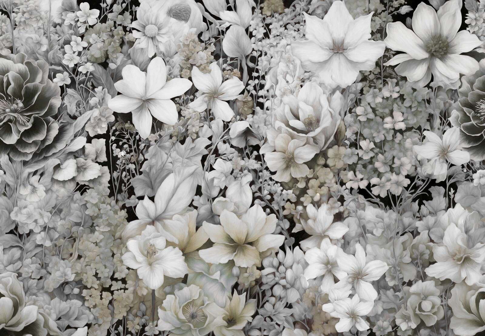 Blomsterfestival sömlös - grå
