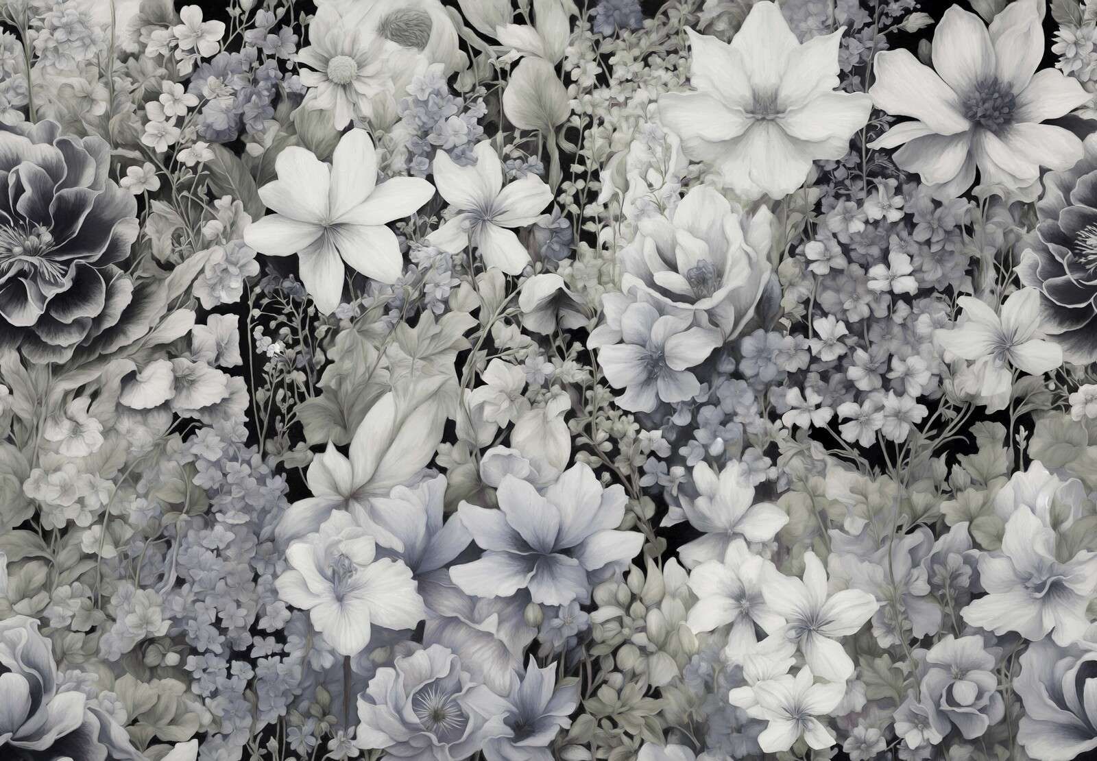 Blomfestival sömlös - svart