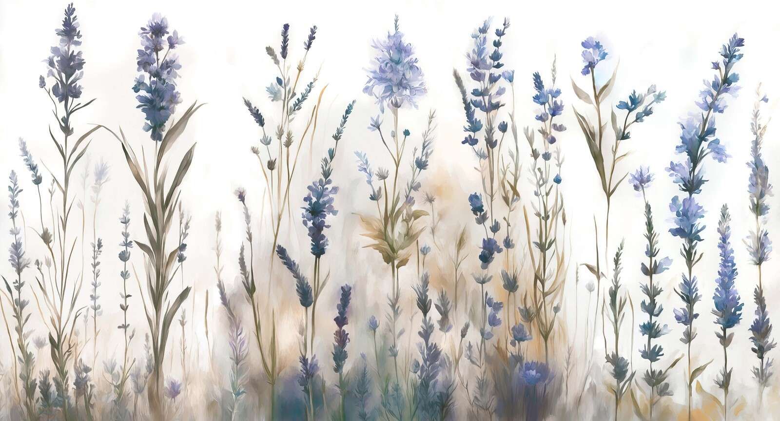 Lavendel Eng Sømløs Blød Blå