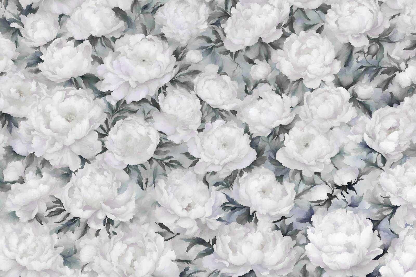 Peonies vägg blå