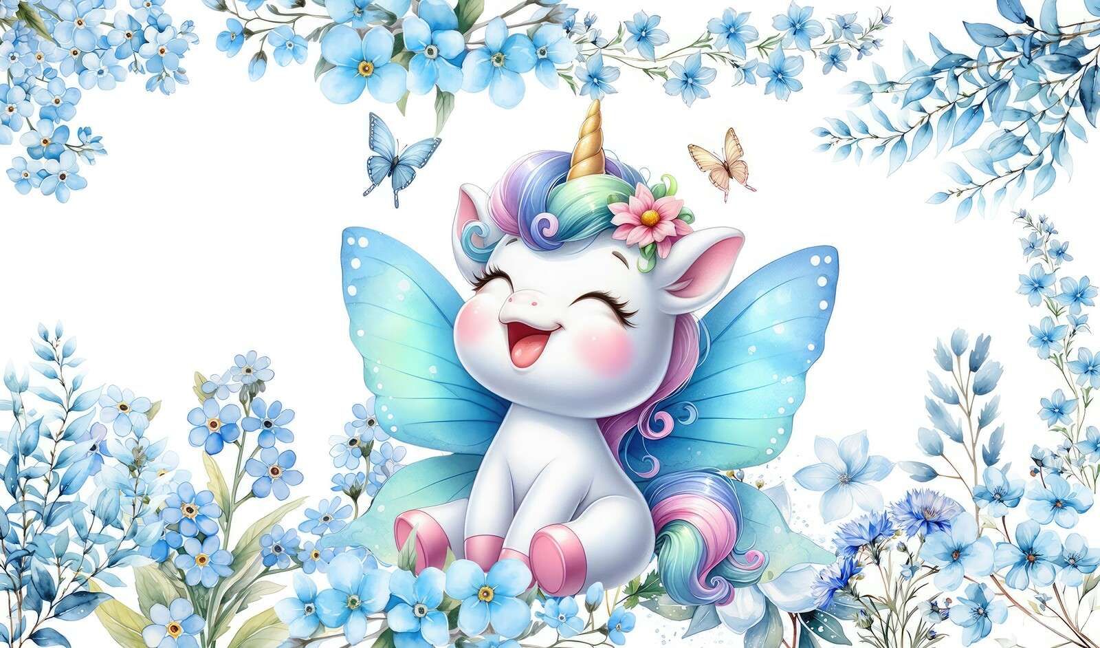 Blide Feer Enhjørning og Blomster