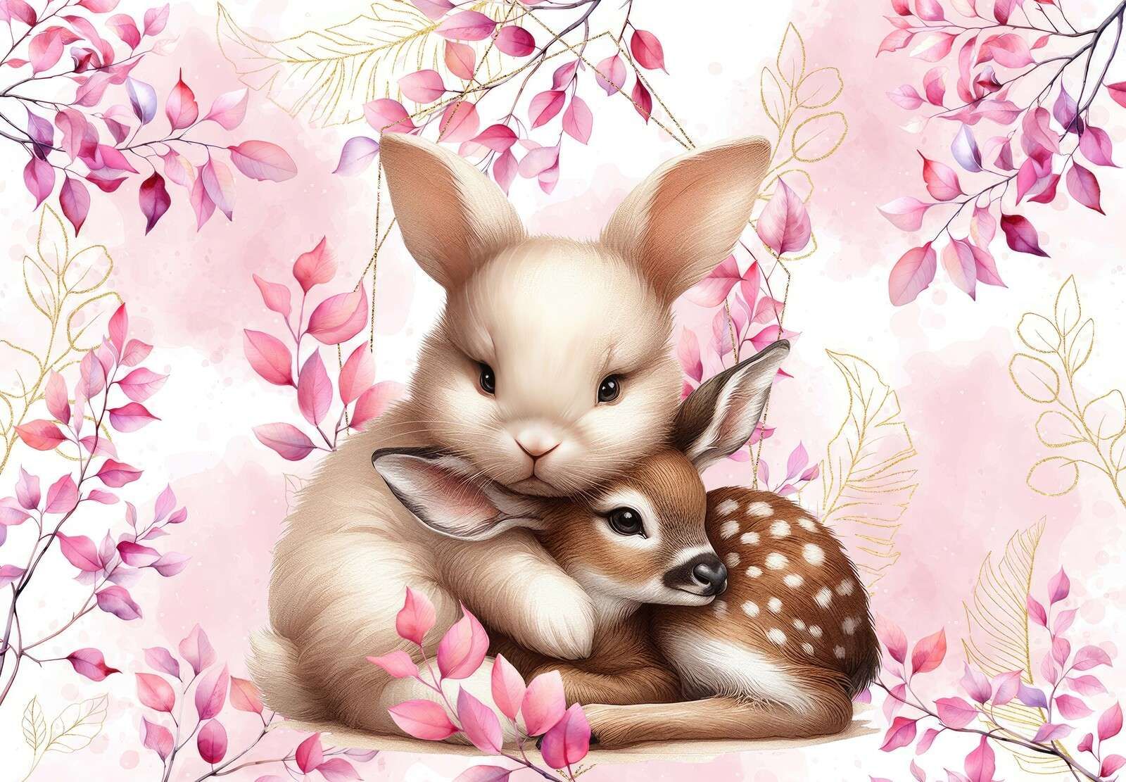 Kærlig kanin og lille hjort