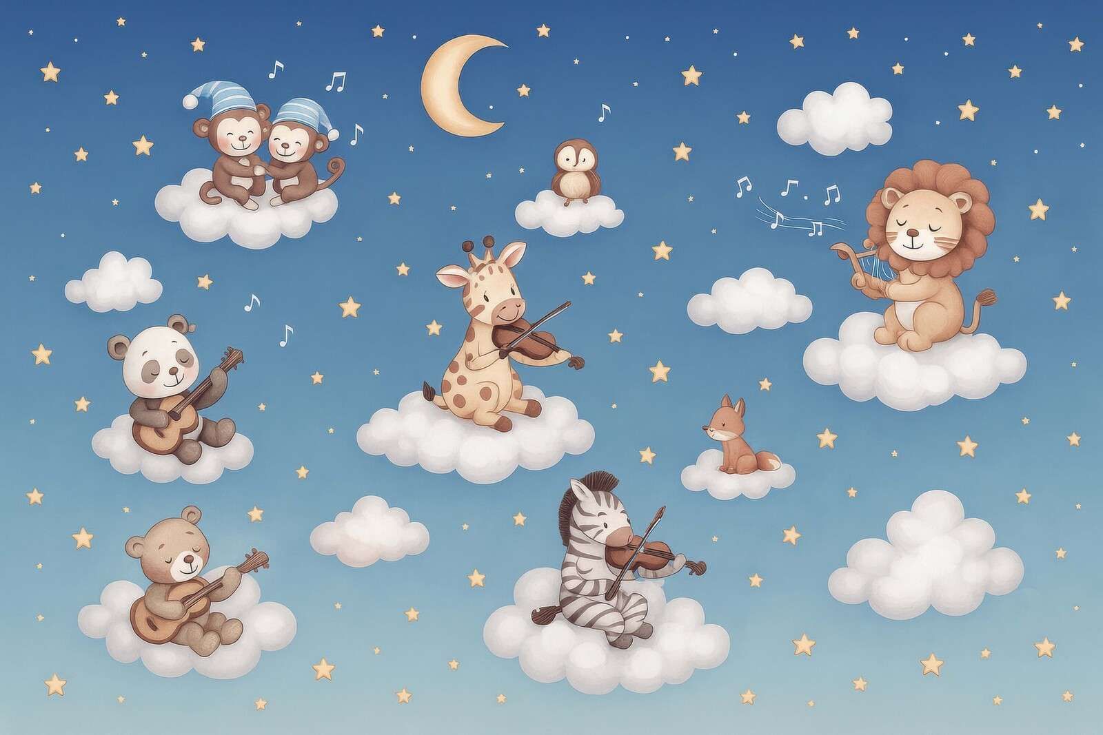 Djurkonsert i molnen - blå