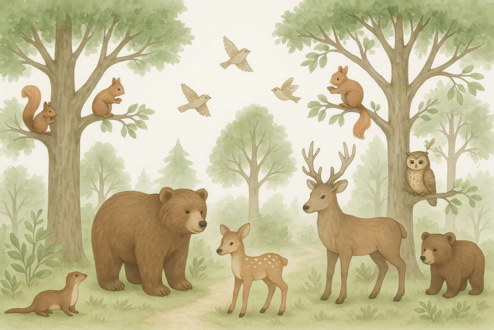 Skovdyr i sommergrønt