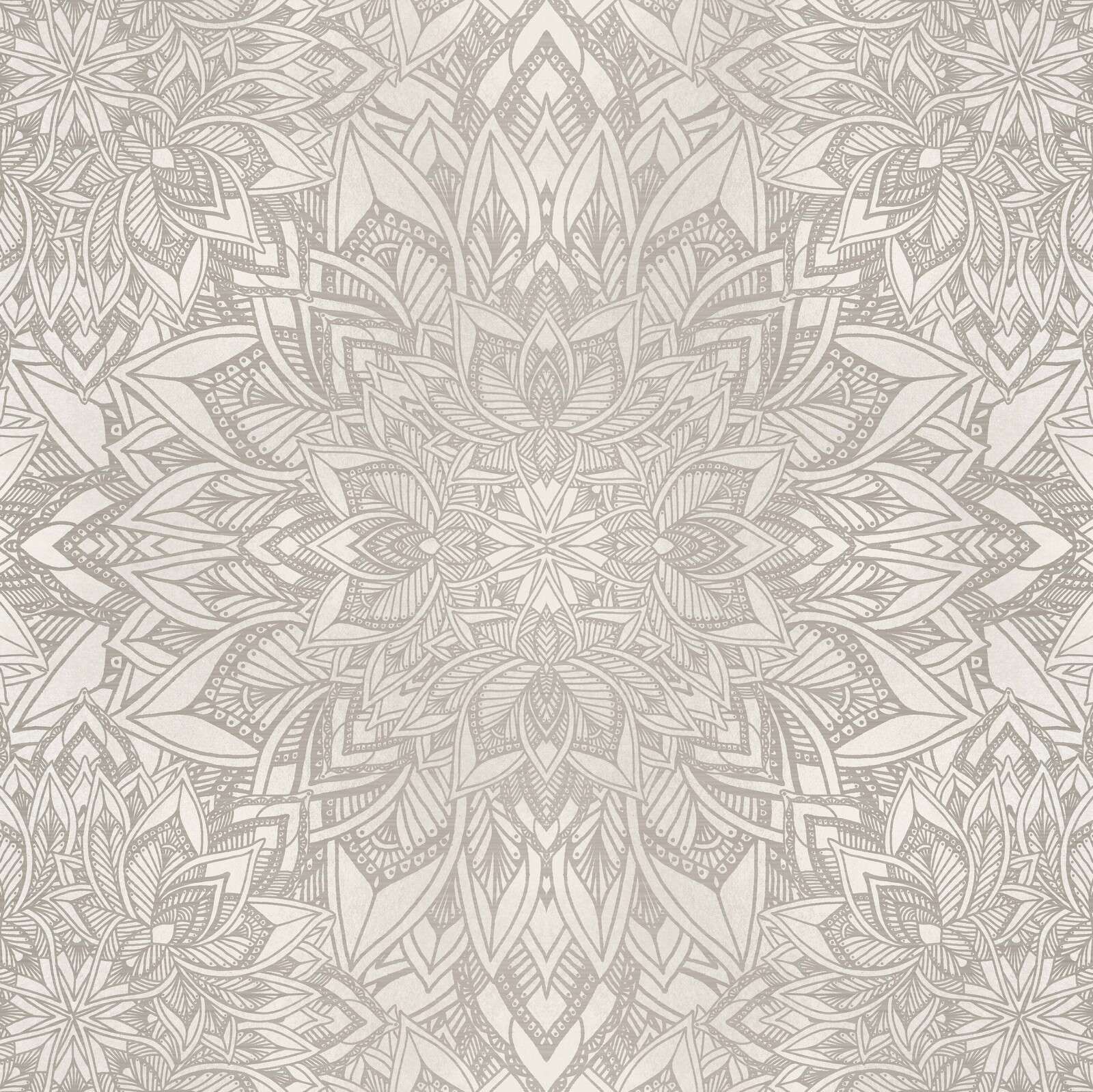 Blødt gråt mandala-blomstermotiv