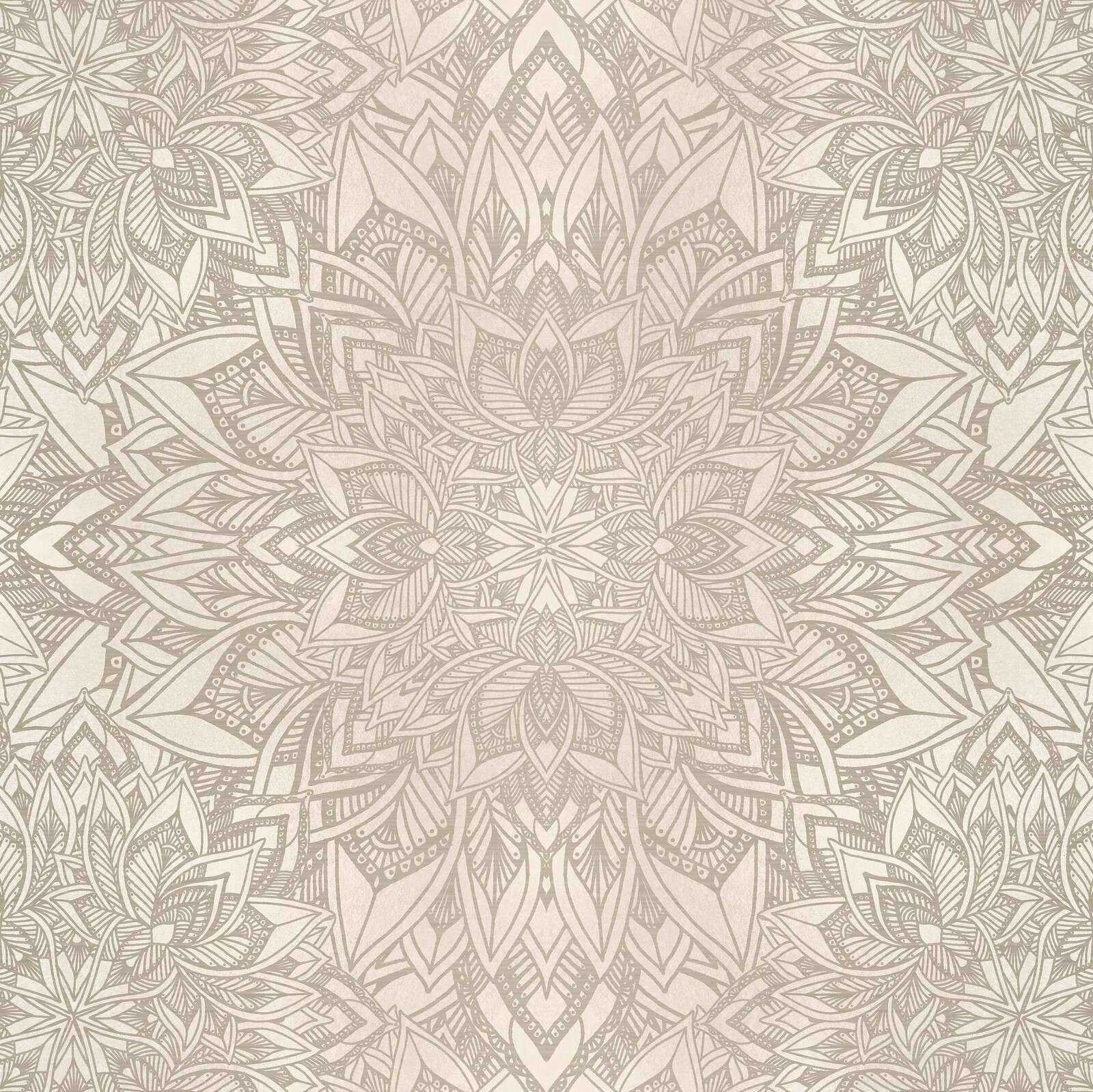 ornamentalt mandalablomstermønster beige