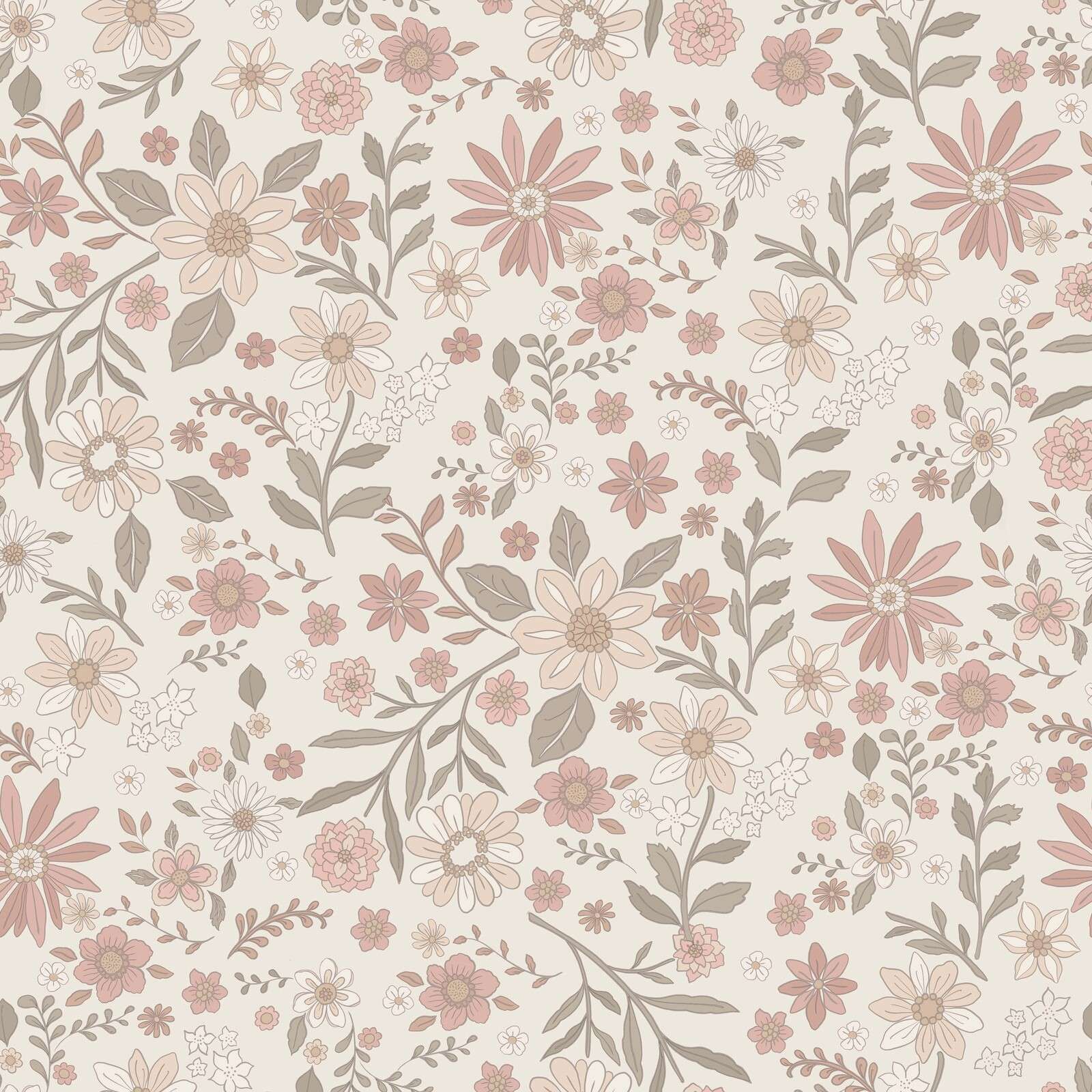 Mjukt rosa ängsblommönster vintage