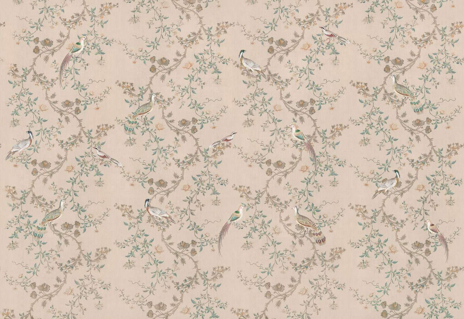 Fazanten tussen bloeiende ranken