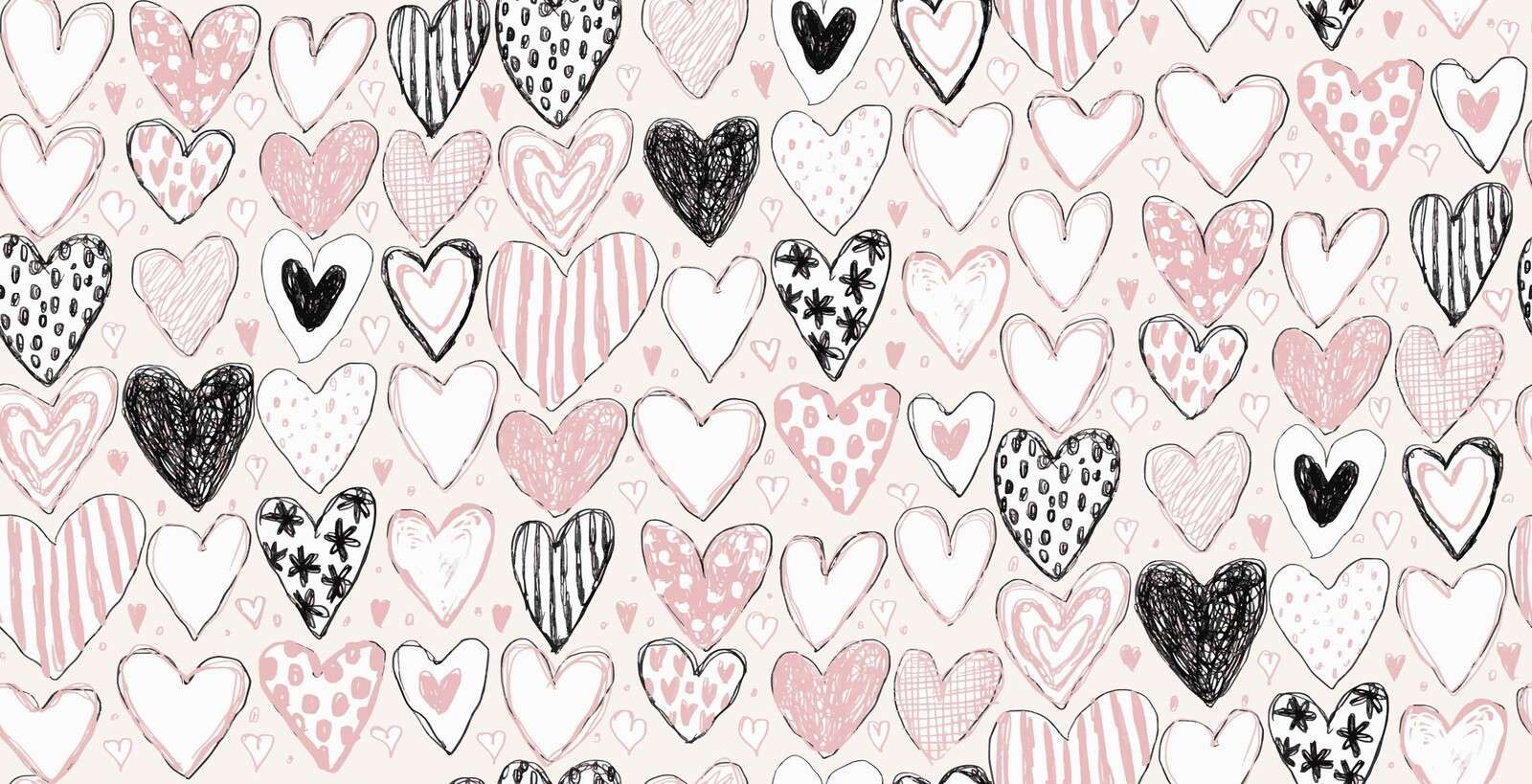 Hjärtmix i pastell och bläck