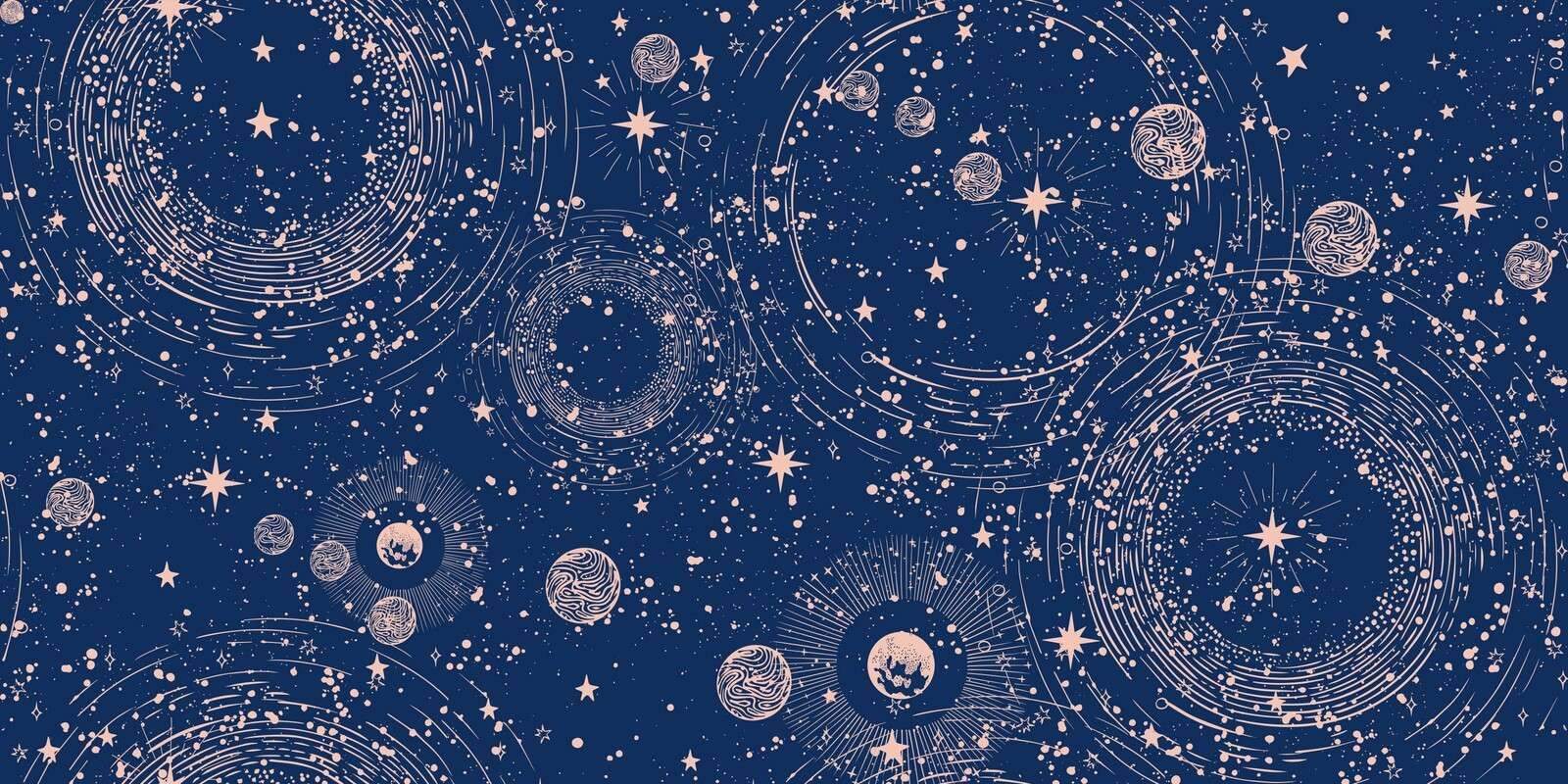 Regn av planeter i midnattsblått