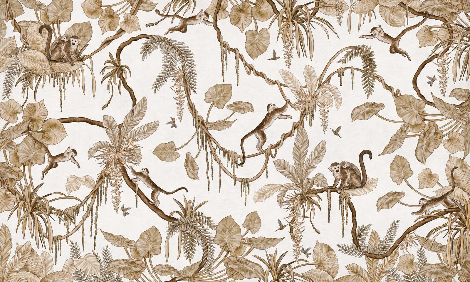 Playful Monkeys - Vintage - White