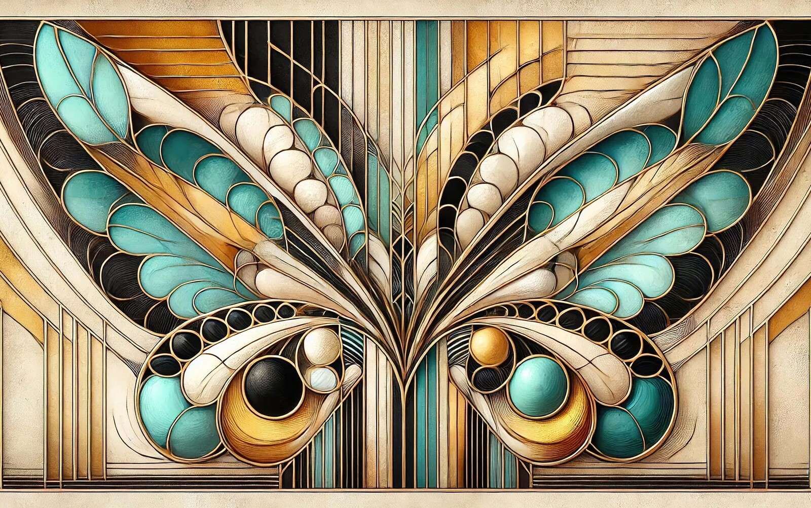 Sommerfugl i art deco-fargeprakt