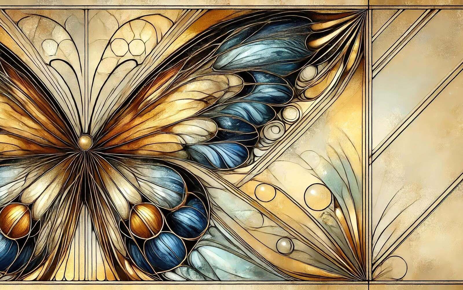 Fjäril i guld och midnattsblå