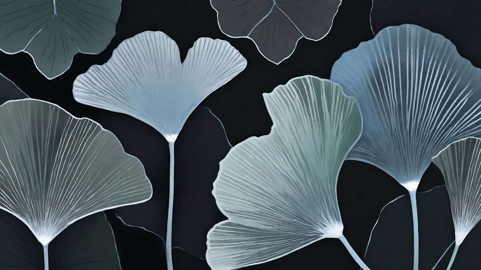 Kalla ginkgo-bladen på natten