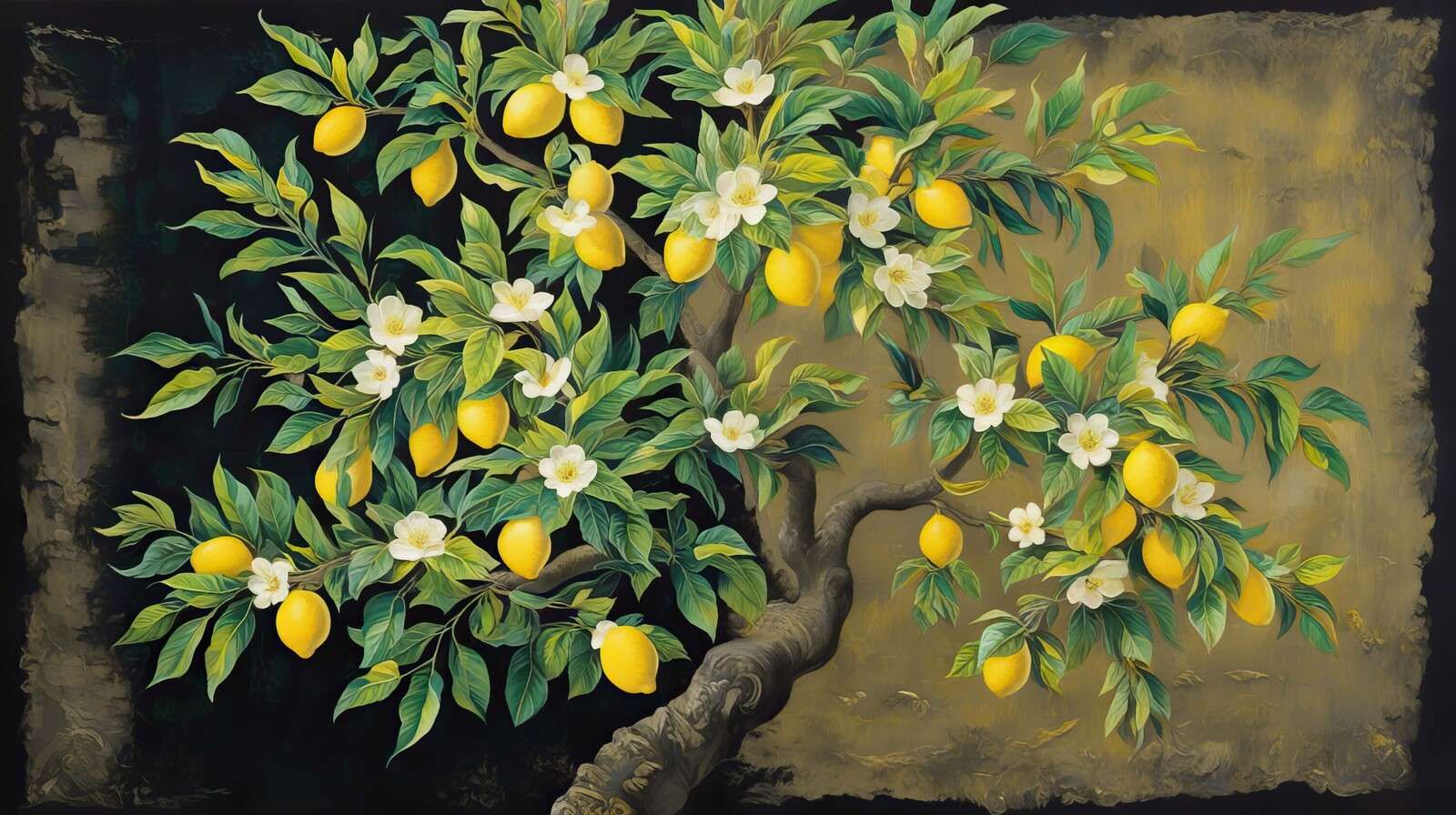 Blomstrande citronträd med citroner