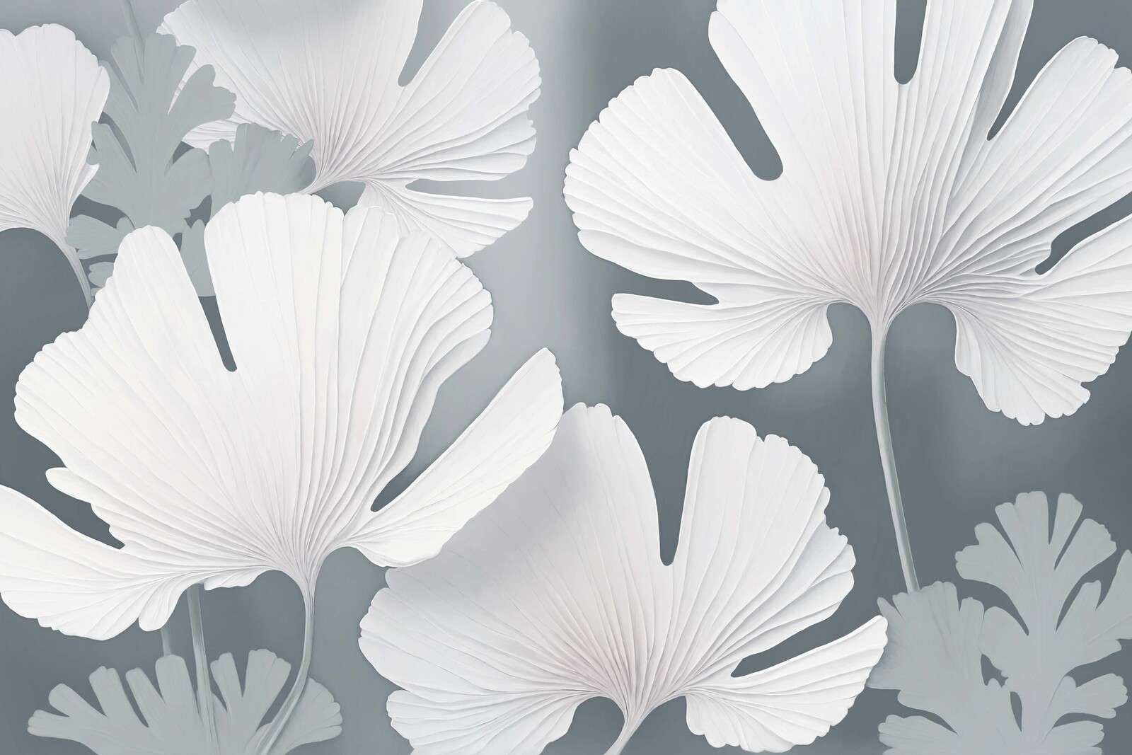 Hvide ginkgo blade i tåge