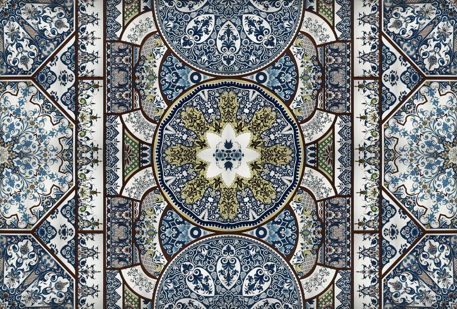 ornamentale blå flis mandala