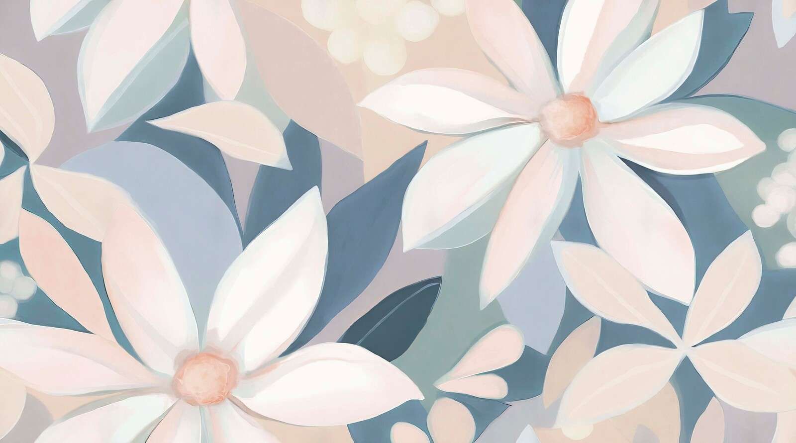 Bløde pastelfarvede blomster i blå