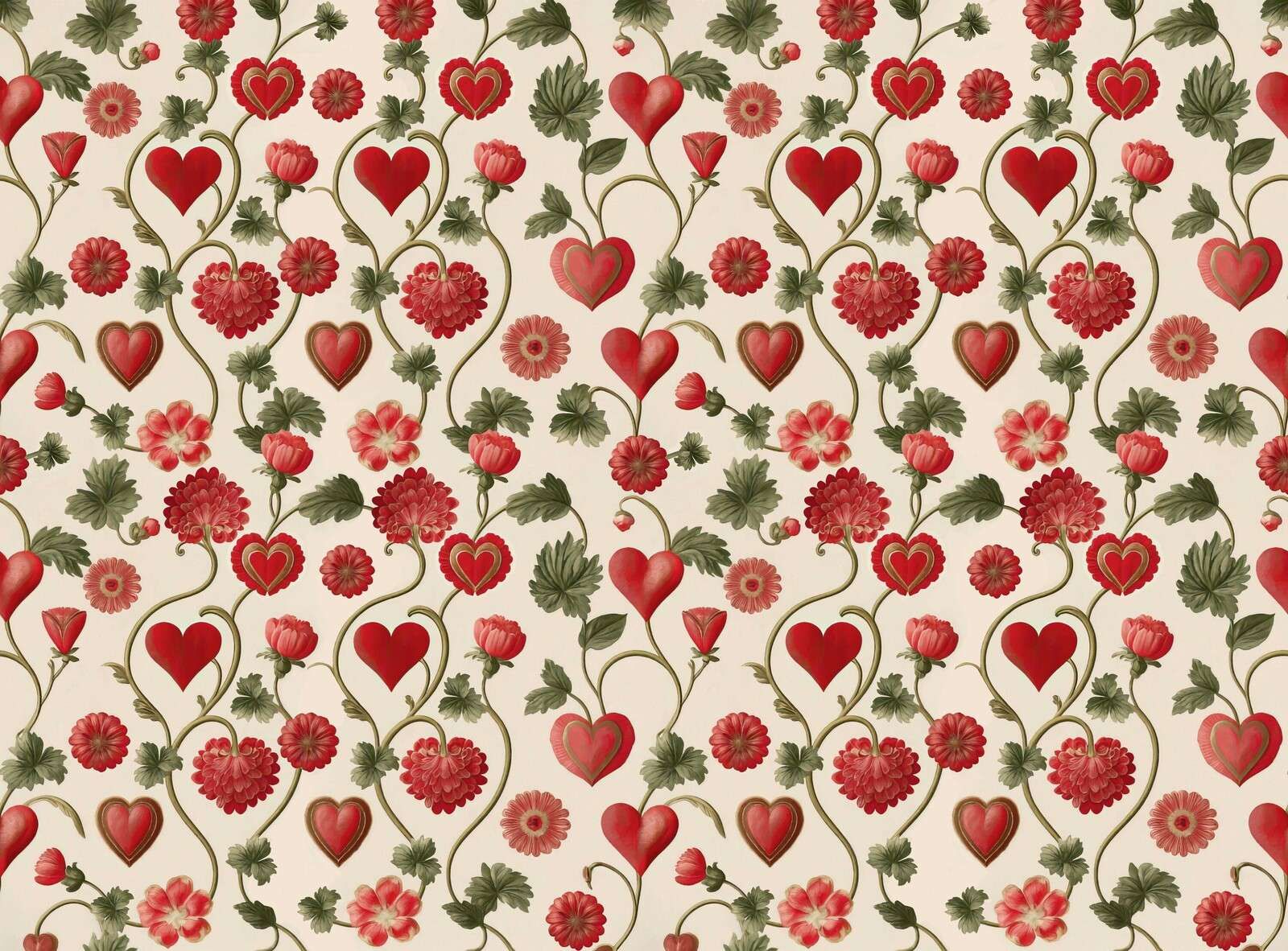 Romantiske hjerter og blomsterranker