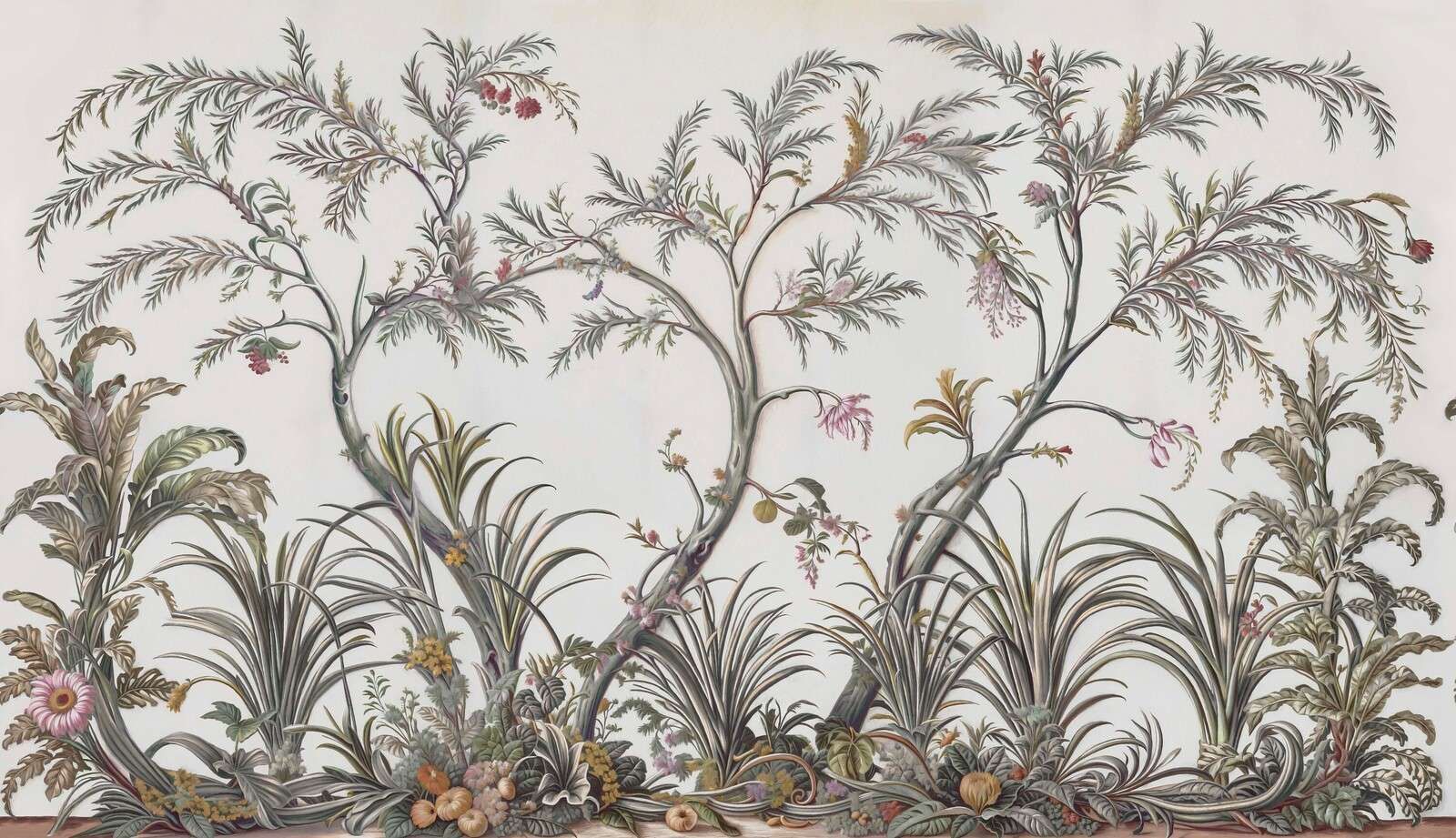 Elegante botaniske trær og gress