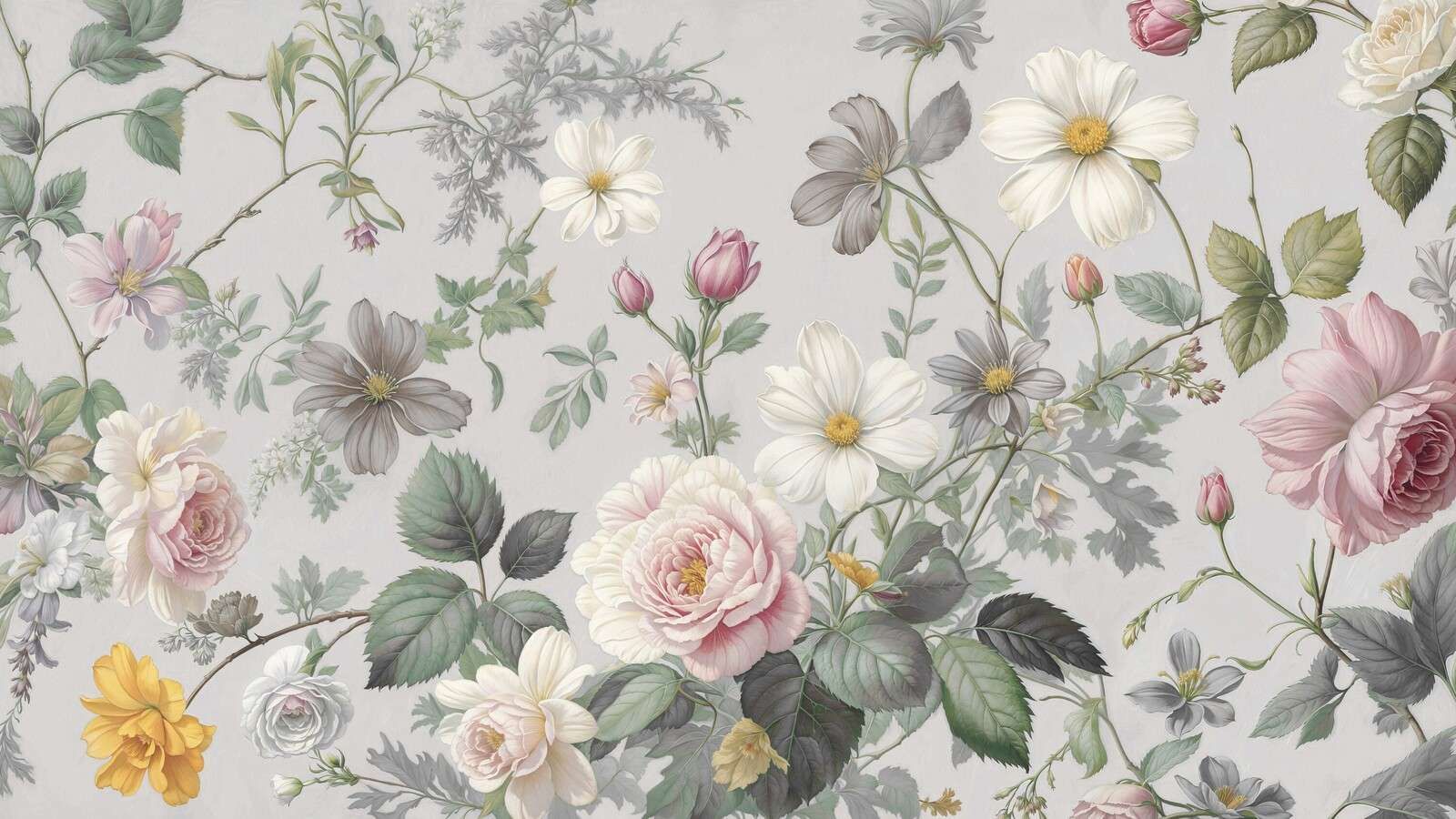 Romantiska blommor på dimgrått